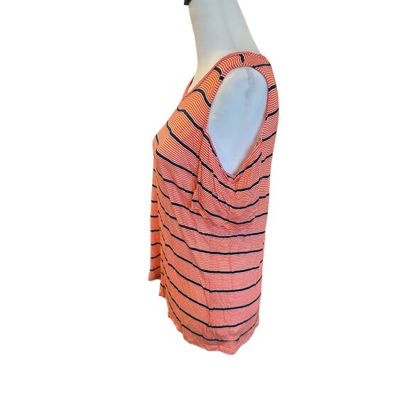 Michael Kors Striped Short Sleeve Shirt XL Orange White Blue - Picture 2 of 3